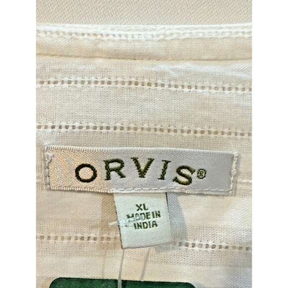 Orvis Ivory Striped Semi Sheer Blouse, Size XL - Picture 3 of 11